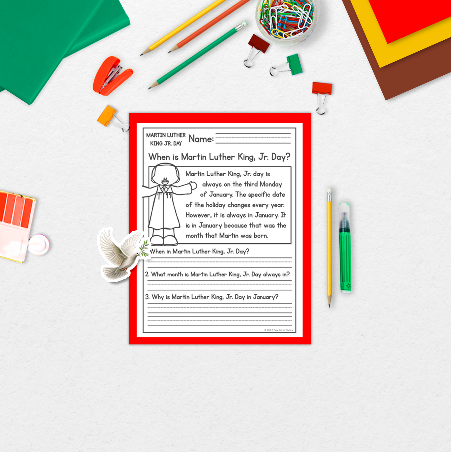 Martin Luther King Jr Reading Comprehension Passages + Questions