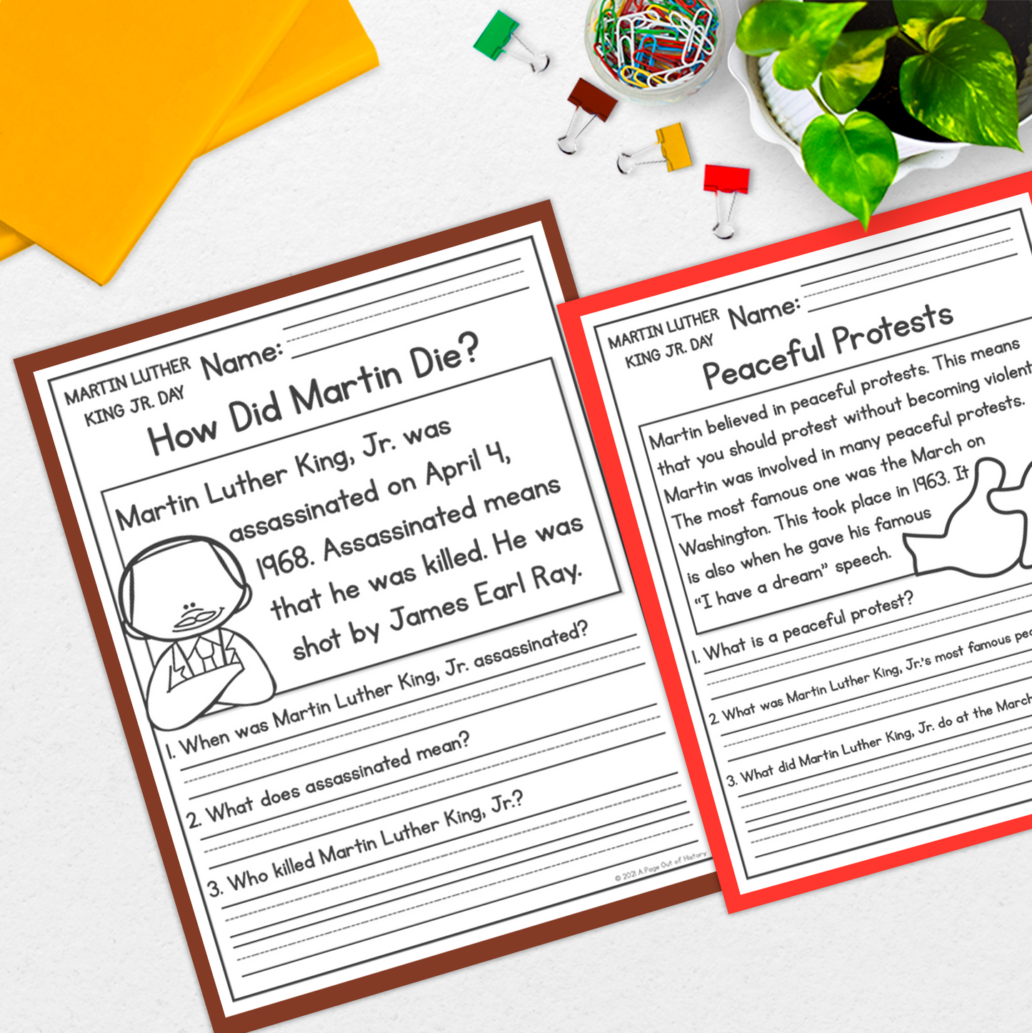Martin Luther King Jr Reading Comprehension Passages + Questions