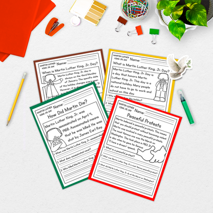 Martin Luther King Jr Reading Comprehension Passages + Questions