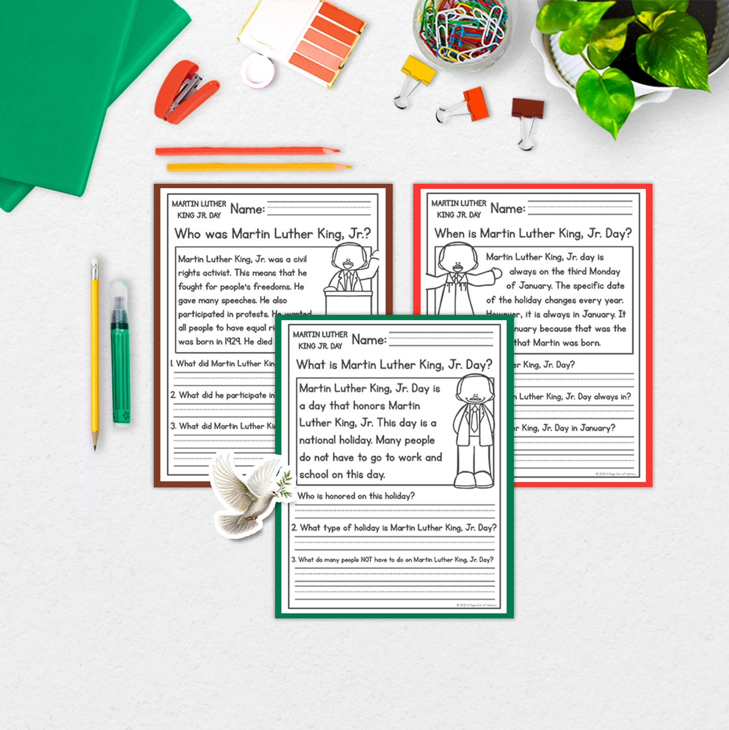 Martin Luther King Jr Reading Comprehension Passages + Questions