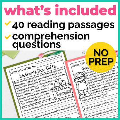 May Holidays Reading Comprehension Passages+Questions