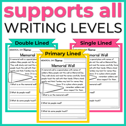 May Holidays Reading Comprehension Passages+Questions