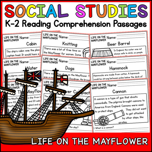 Mayflower Voyage Reading Comprehension Passages + Questions