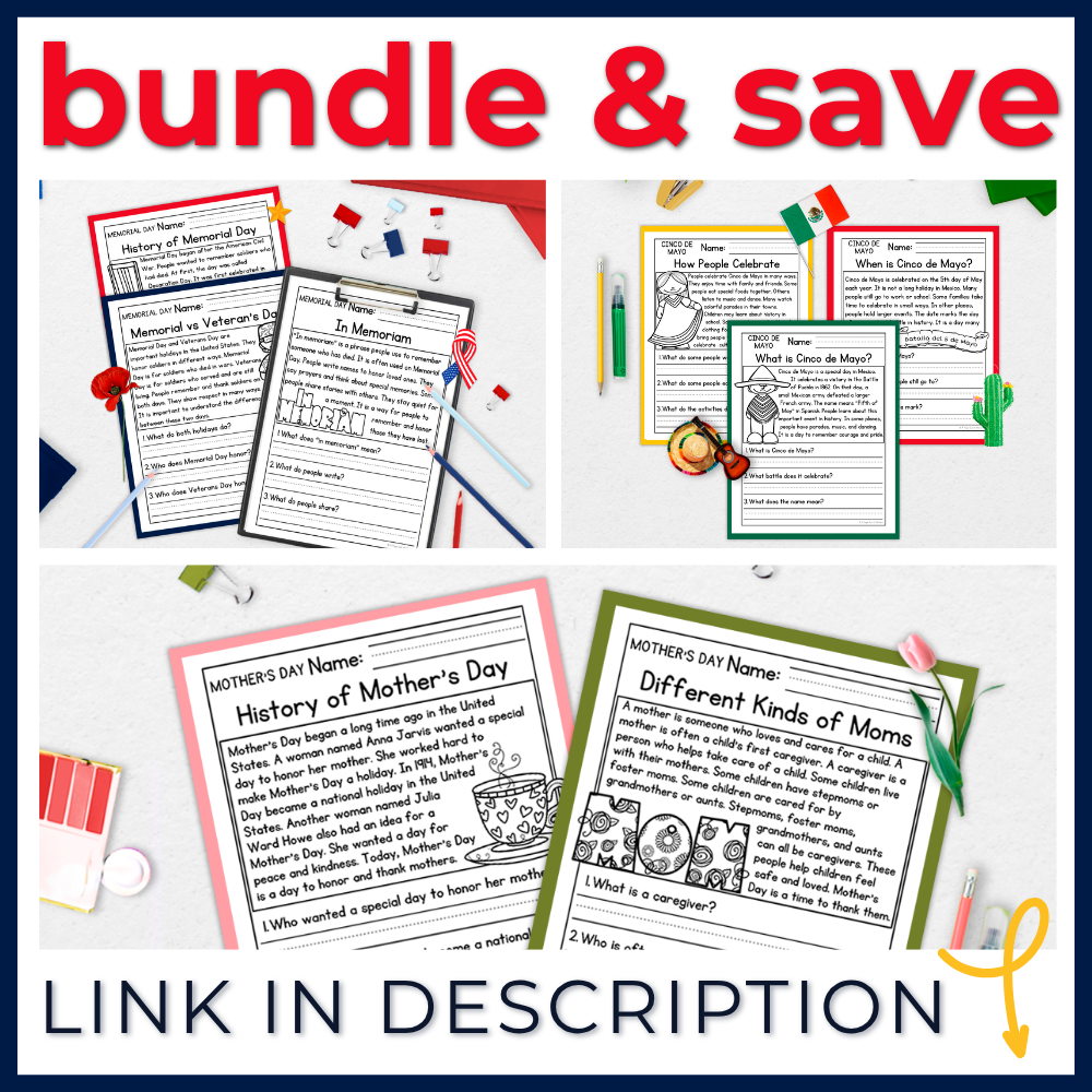 Memorial Day Reading Comprehension Passages + Questions