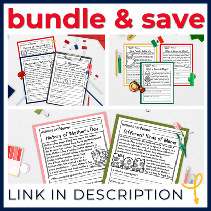 Memorial Day Reading Comprehension Passages + Questions