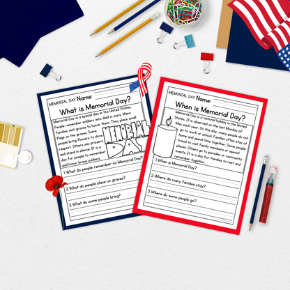 Memorial Day Reading Comprehension Passages + Questions