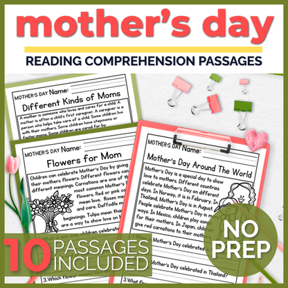 Mother's Day Comprehension Passages + Questions