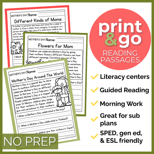 Mother's Day Comprehension Passages + Questions