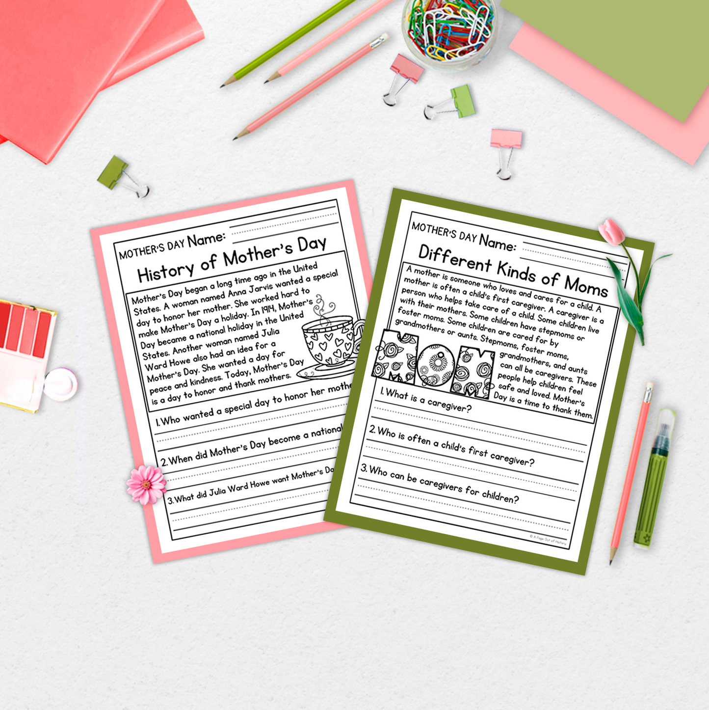 Mother's Day Comprehension Passages + Questions