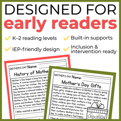 Mother's Day Comprehension Passages + Questions