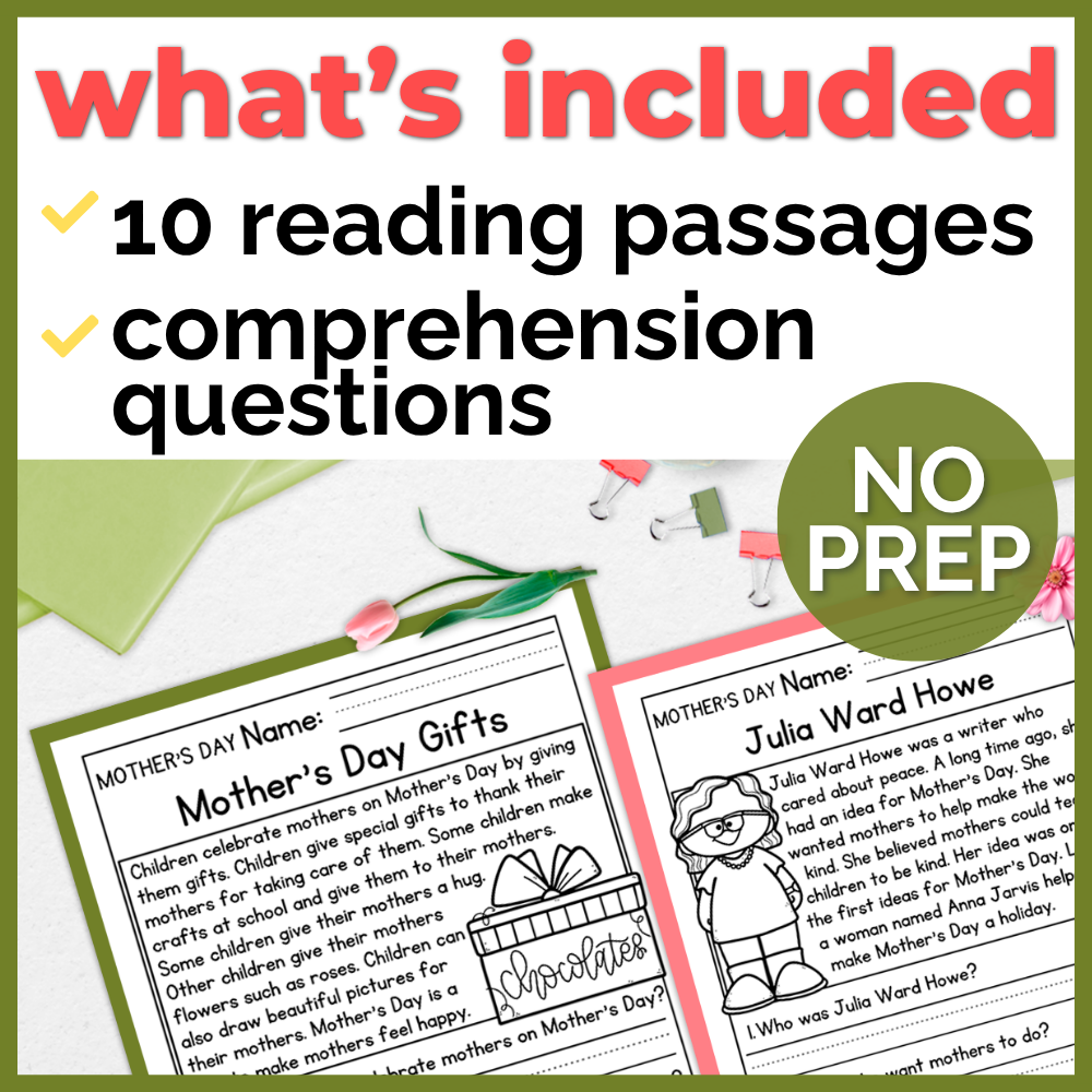 Mother's Day Comprehension Passages + Questions