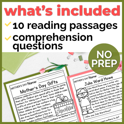 Mother's Day Comprehension Passages + Questions