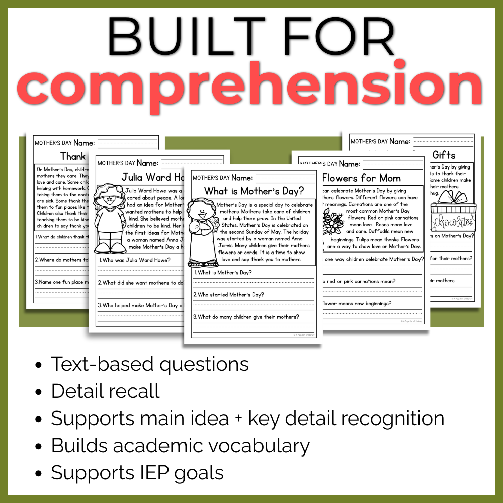 Mother's Day Comprehension Passages + Questions