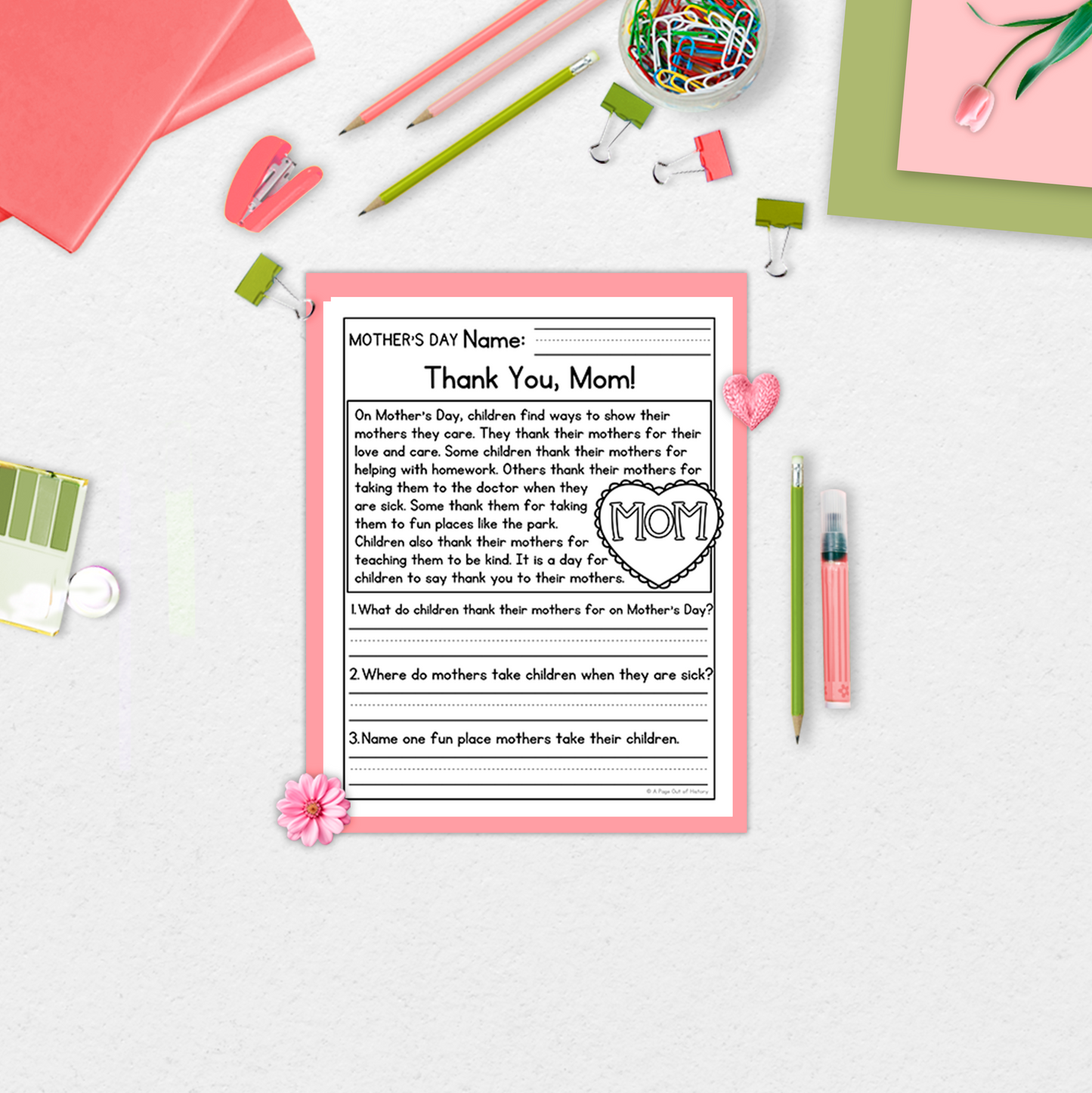 Mother's Day Comprehension Passages + Questions