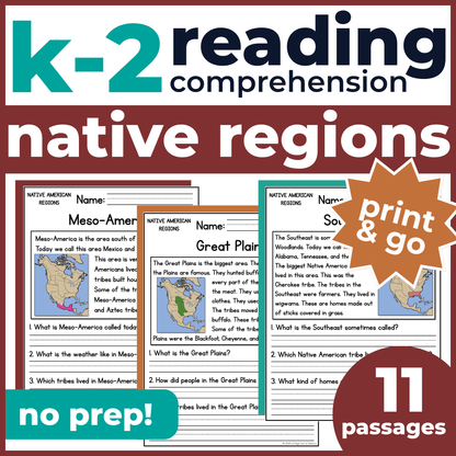 Native American Indigenous Regions Reading Comprehension Passages + Questions