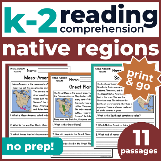 Native American Indigenous Regions Reading Comprehension Passages + Questions
