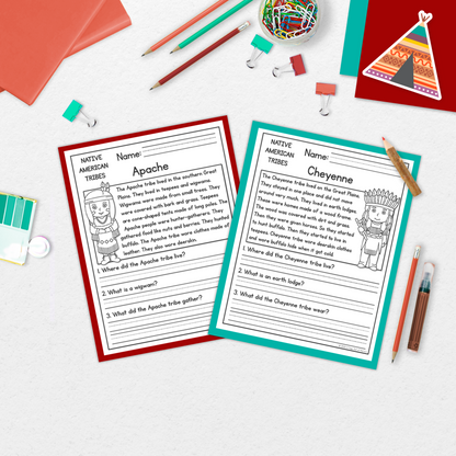 Native American Indigenous Tribes Reading Comprehension Passages + Questions
