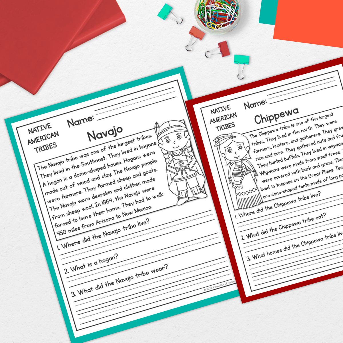 Native American Indigenous Tribes Reading Comprehension Passages + Questions