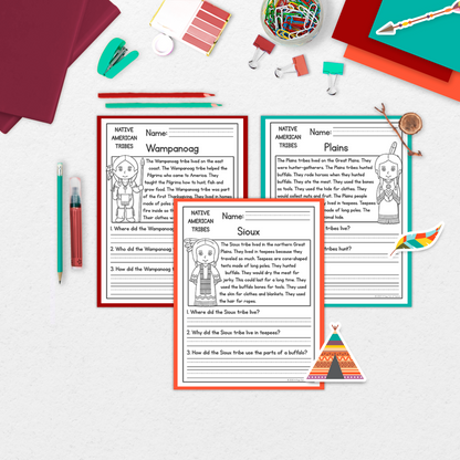 Native American Indigenous Tribes Reading Comprehension Passages + Questions