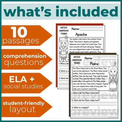 Native American Indigenous Tribes Reading Comprehension Passages + Questions