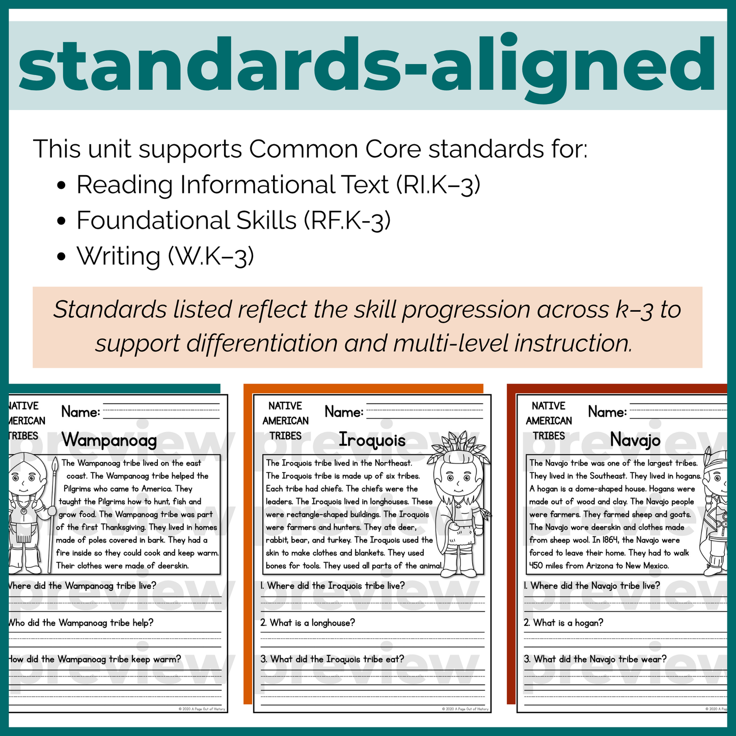 Native American Indigenous Tribes Reading Comprehension Passages + Questions