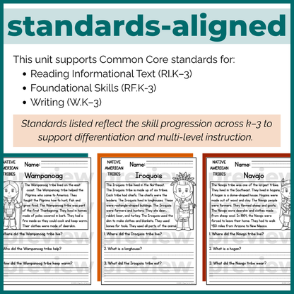 Native American Indigenous Tribes Reading Comprehension Passages + Questions