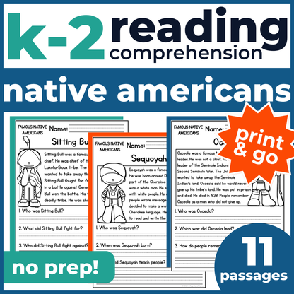 Native Americans Indigenous People Reading Comprehension Passages + Questions