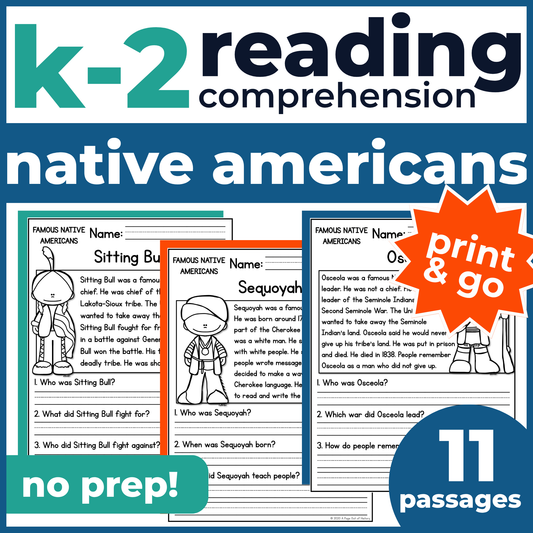 Native Americans Indigenous People Reading Comprehension Passages + Questions