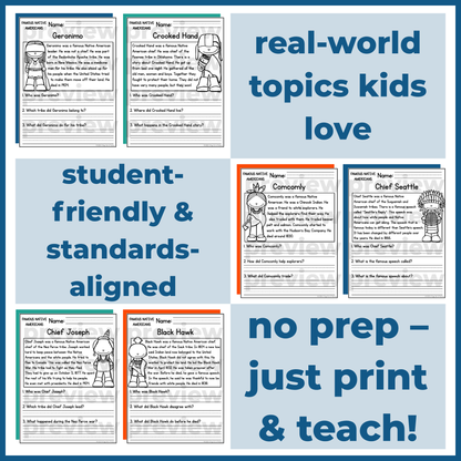 Native Americans Indigenous People Reading Comprehension Passages + Questions