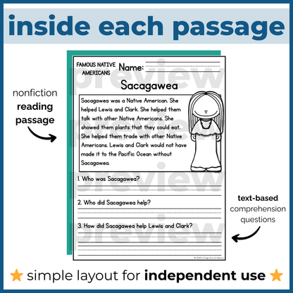 Native Americans Indigenous People Reading Comprehension Passages + Questions