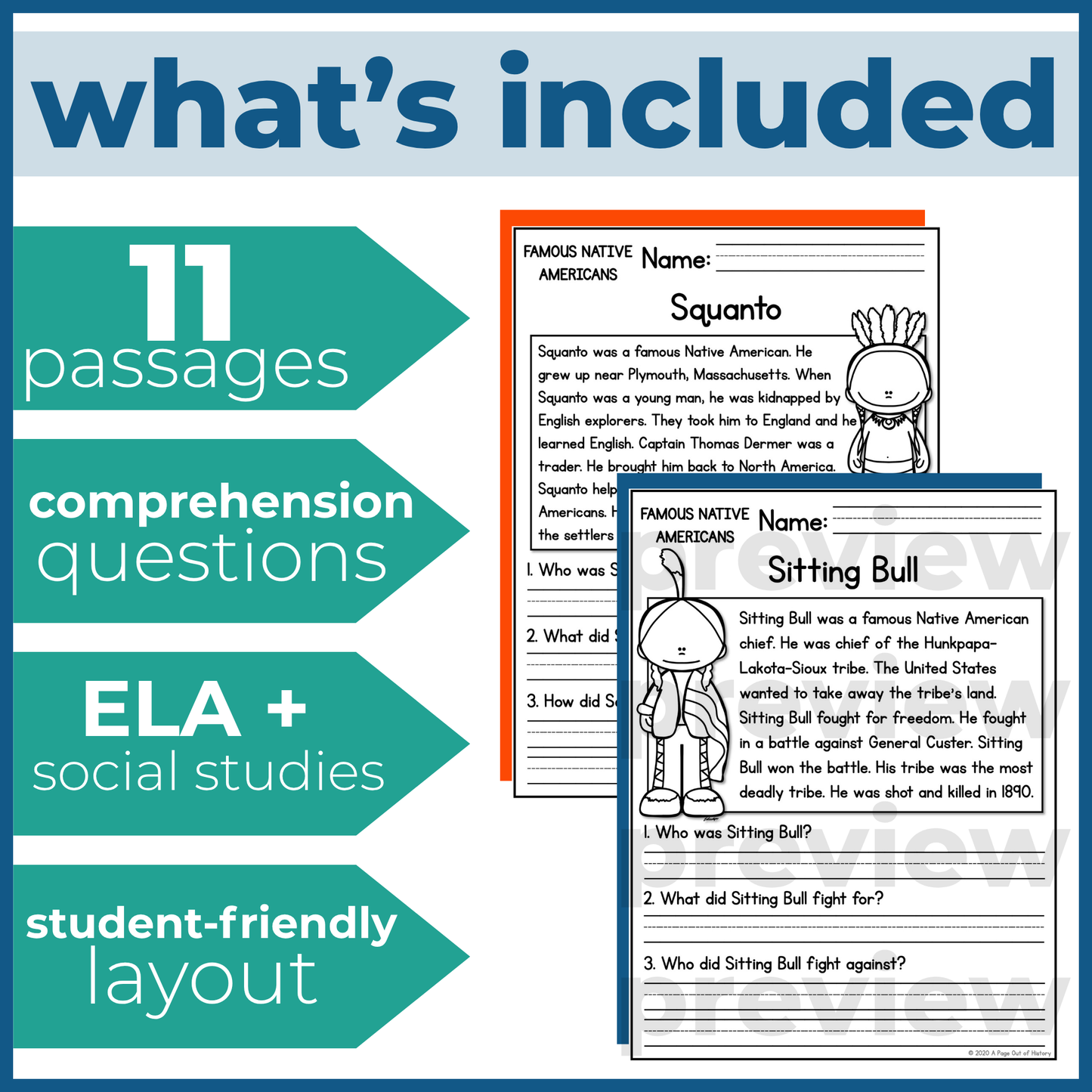 Native Americans Indigenous People Reading Comprehension Passages + Questions