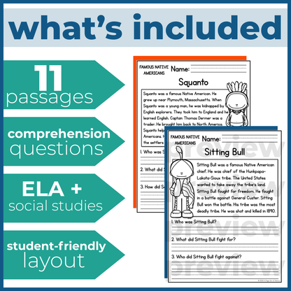 Native Americans Indigenous People Reading Comprehension Passages + Questions