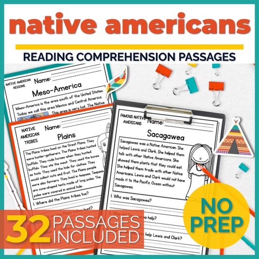 Native Americans Reading Comprehension Passages + Questions