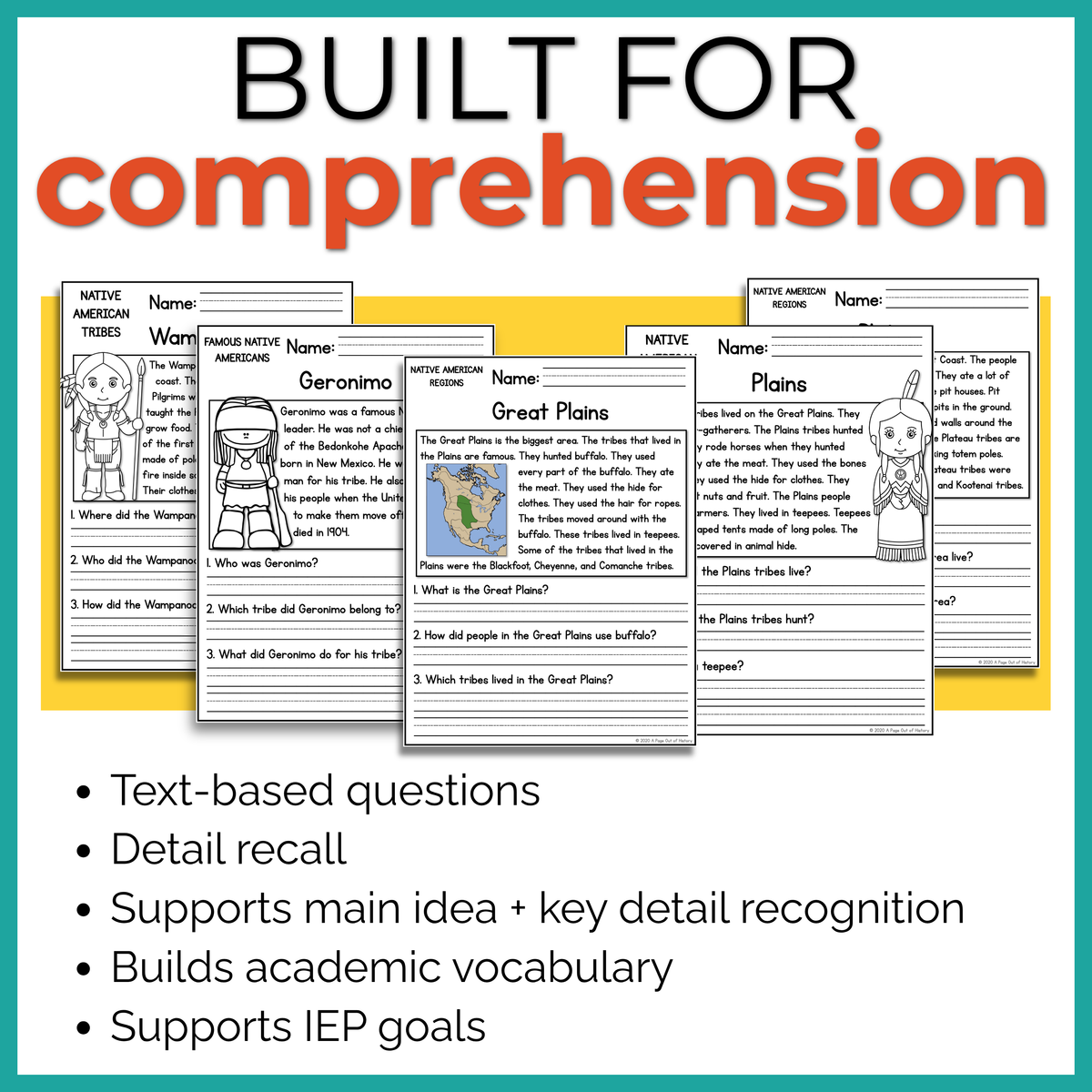 Native Americans Reading Comprehension Passages + Questions