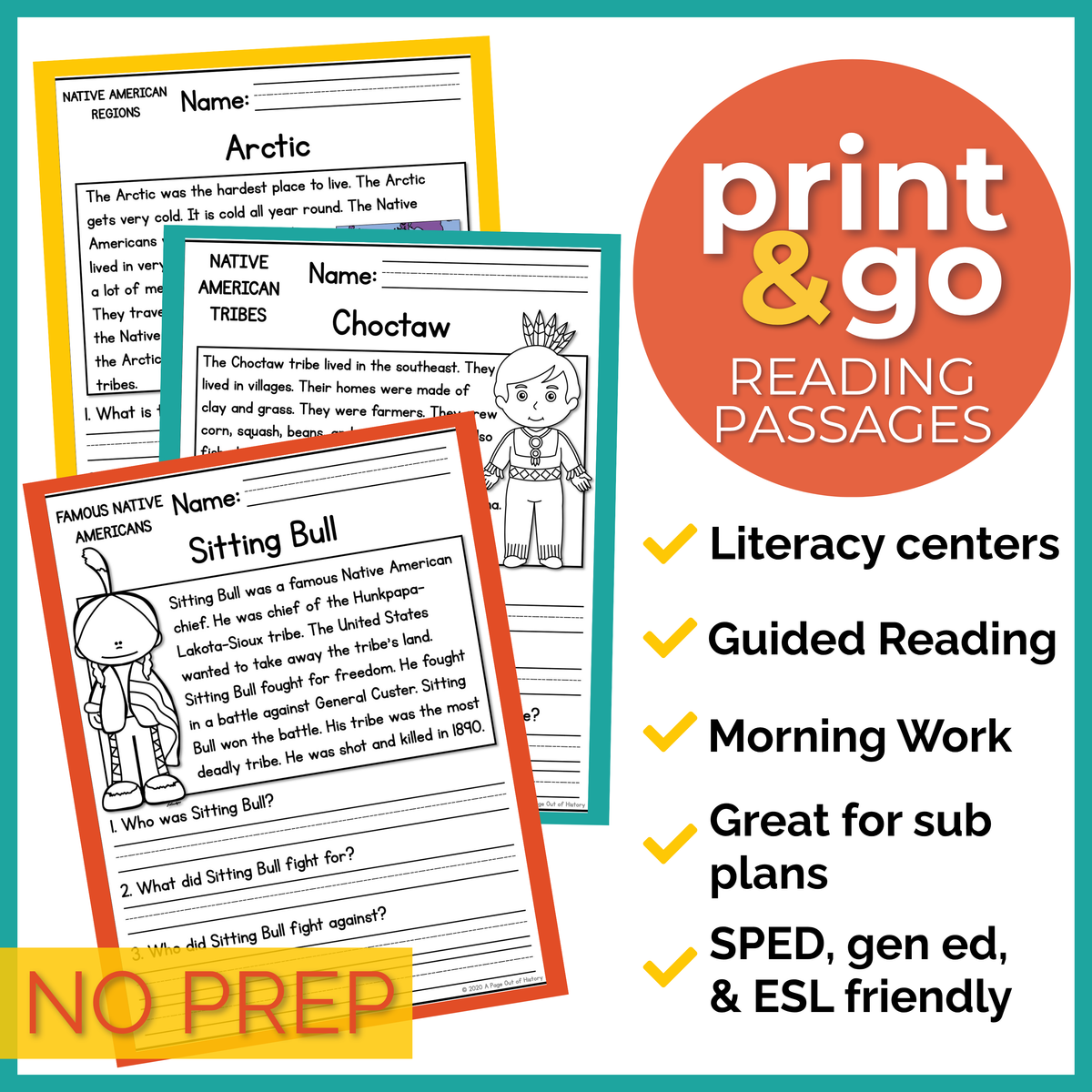 Native Americans Reading Comprehension Passages + Questions