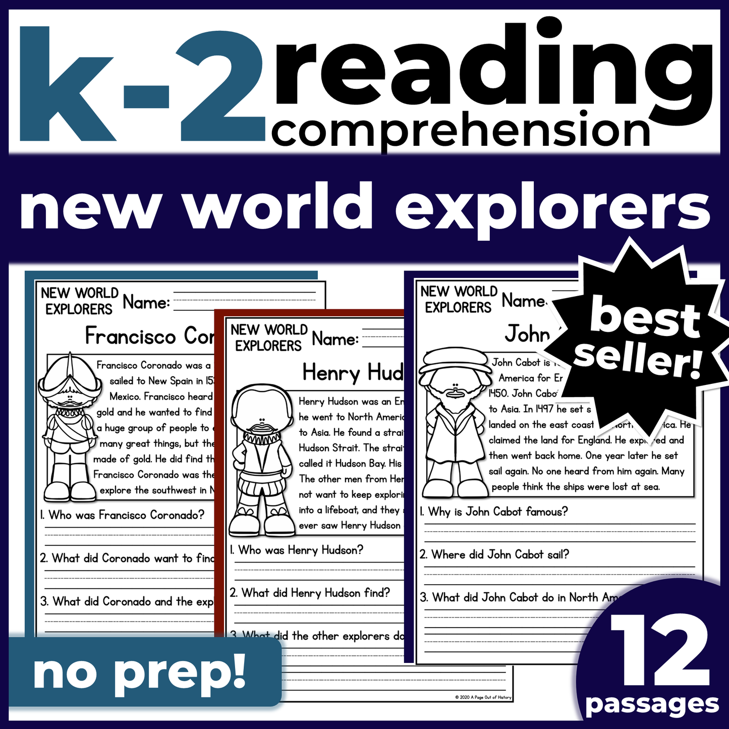 New World Explorers Reading Comprehension Passages + Questions