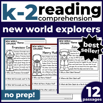New World Explorers Reading Comprehension Passages + Questions