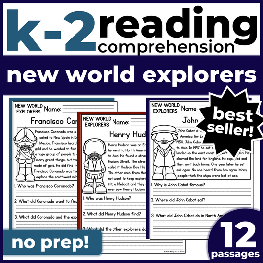 New World Explorers Reading Comprehension Passages + Questions