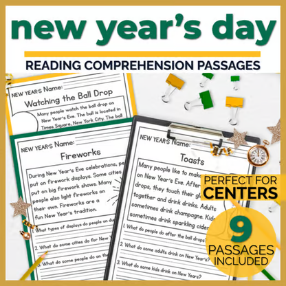 New Year’s Day Reading Comprehension Passages + Questions