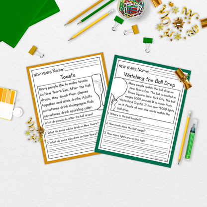 New Year’s Day Reading Comprehension Passages + Questions