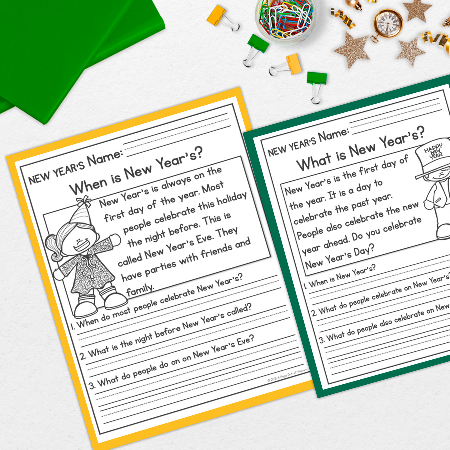 New Year’s Day Reading Comprehension Passages + Questions