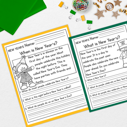 New Year’s Day Reading Comprehension Passages + Questions