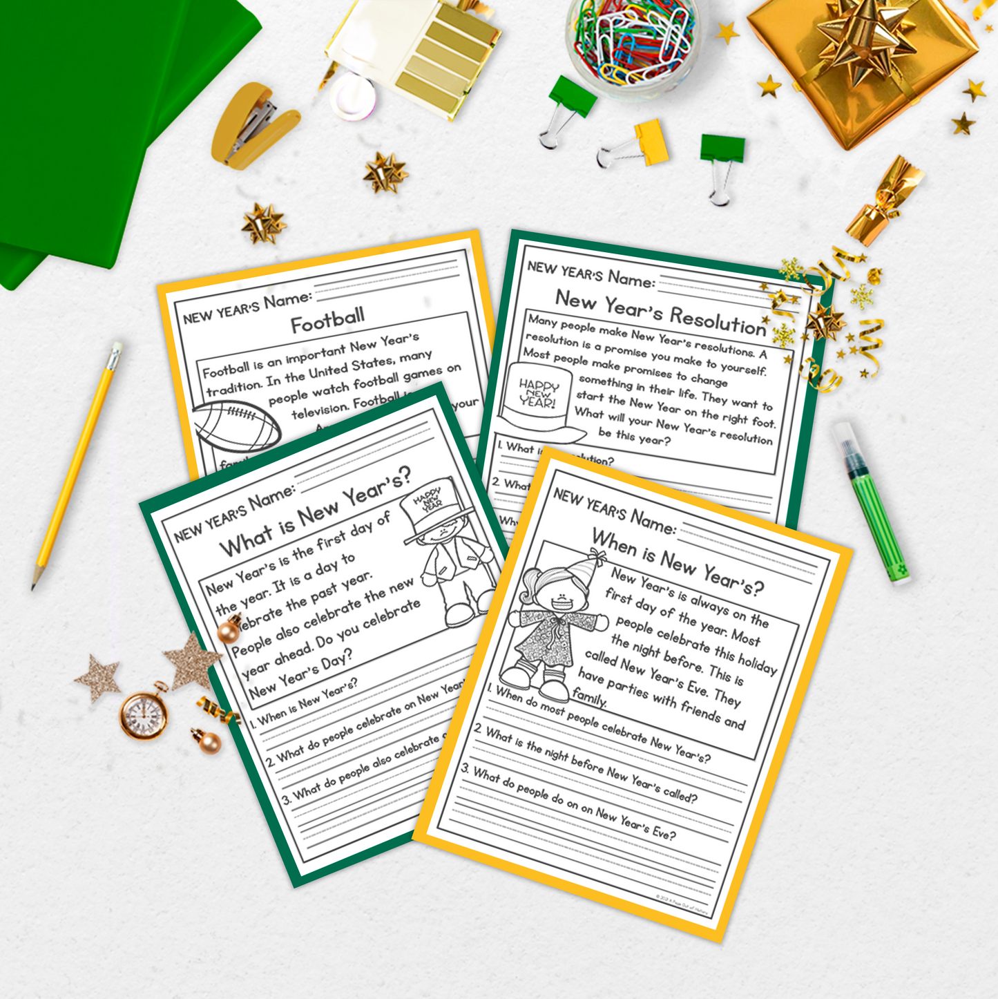 New Year’s Day Reading Comprehension Passages + Questions