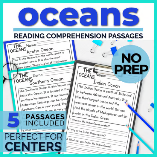 Oceans Reading Comprehension Passages + Questions