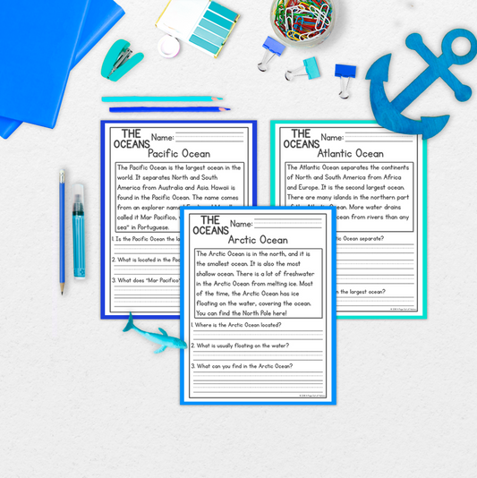 Oceans Reading Comprehension Passages + Questions