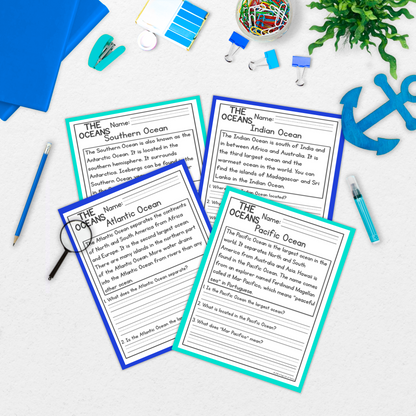 Oceans Reading Comprehension Passages + Questions
