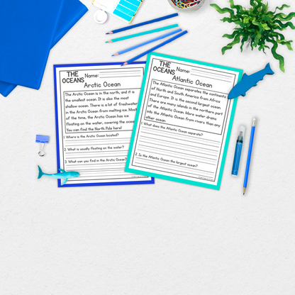Oceans Reading Comprehension Passages + Questions