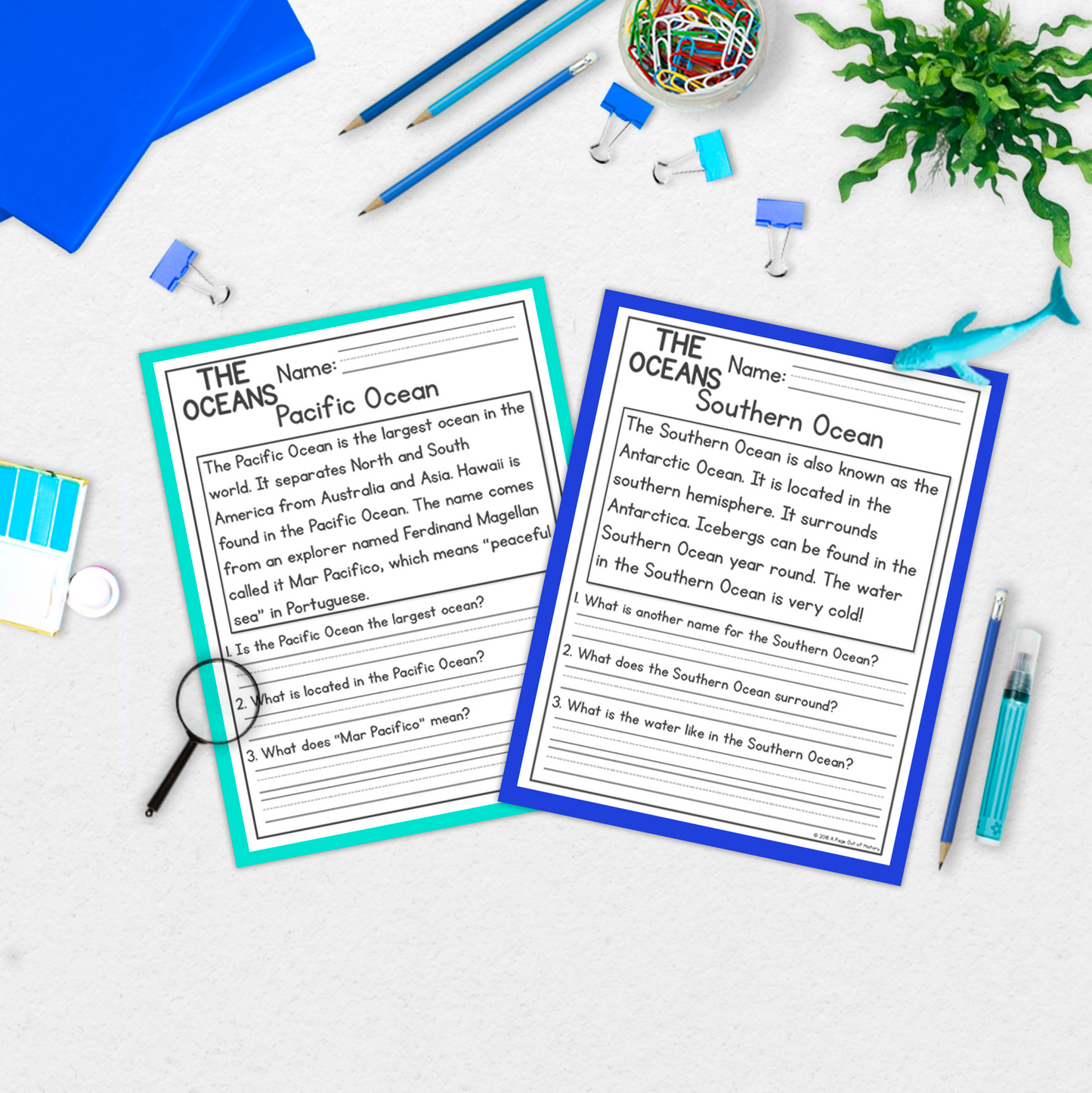 Oceans Reading Comprehension Passages + Questions