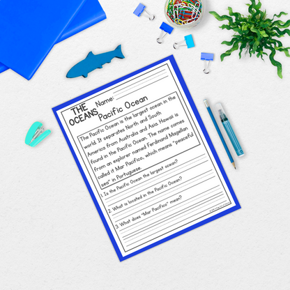 Oceans Reading Comprehension Passages + Questions