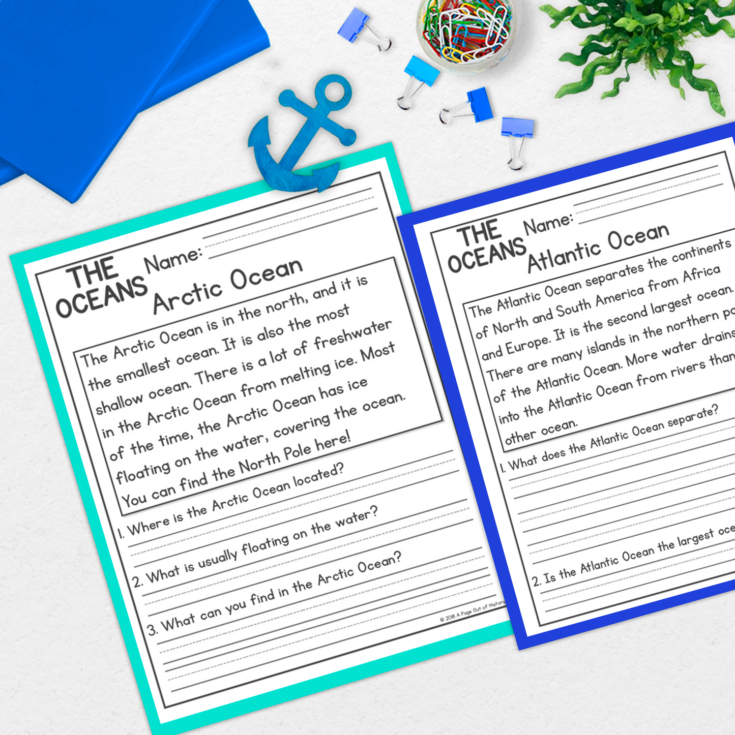 Oceans Reading Comprehension Passages + Questions